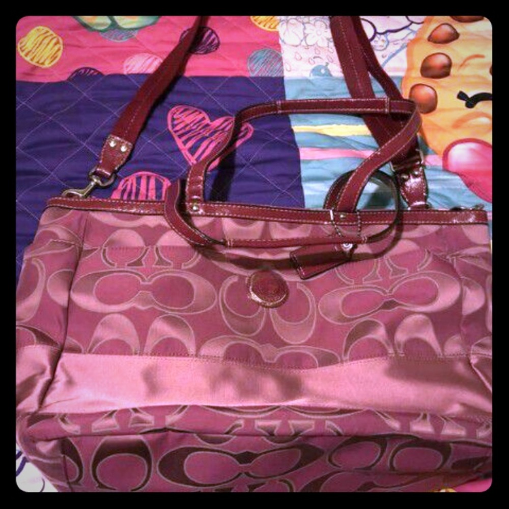 Coach signature stripe diaper bag